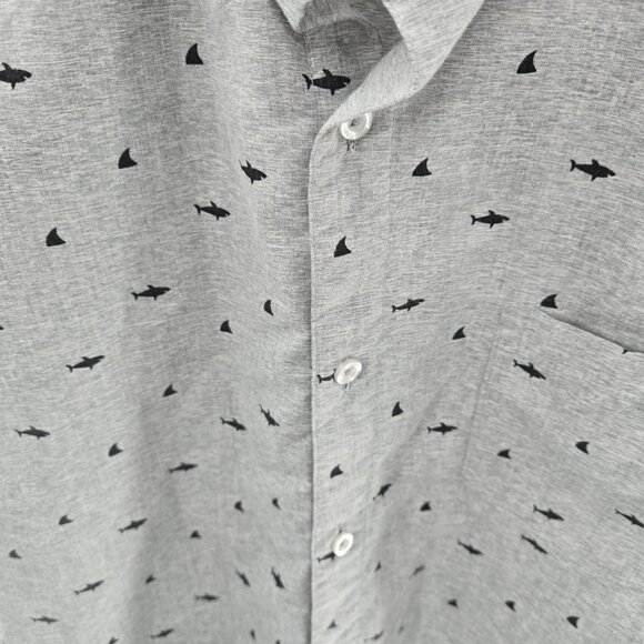 Molokai Surf Co Gray Sharks Short Sleeved Button Down Medium - Picture 4 of 14